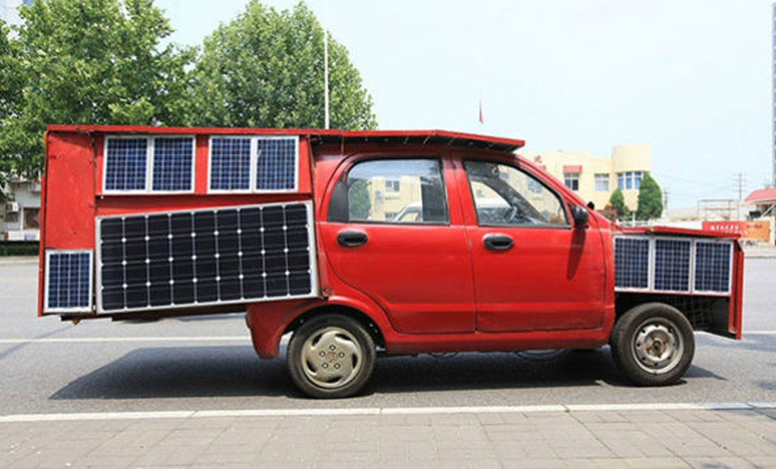 DIY Solar Powered Red Car Spotted in China