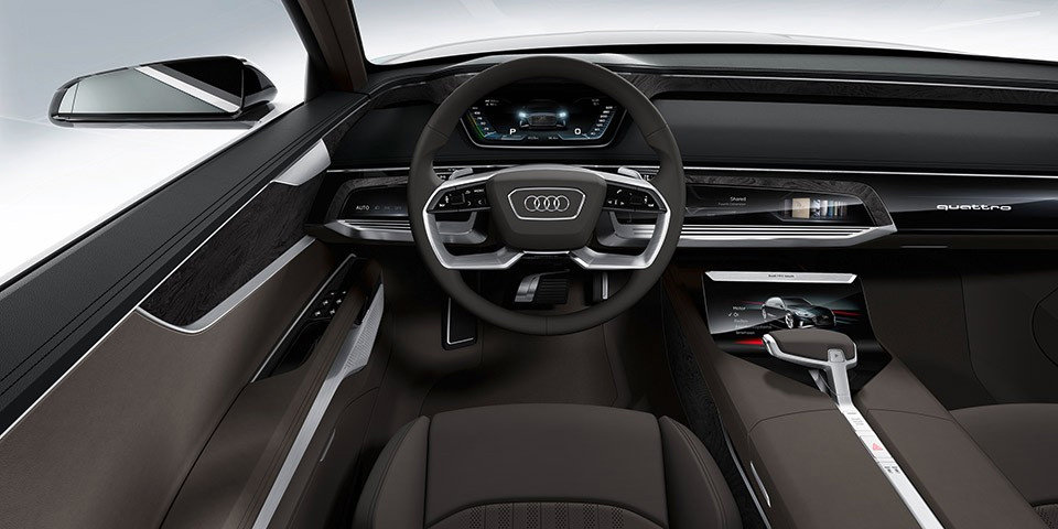 Audi A-9 e-tron Tesla Rival Interior Cockpit View