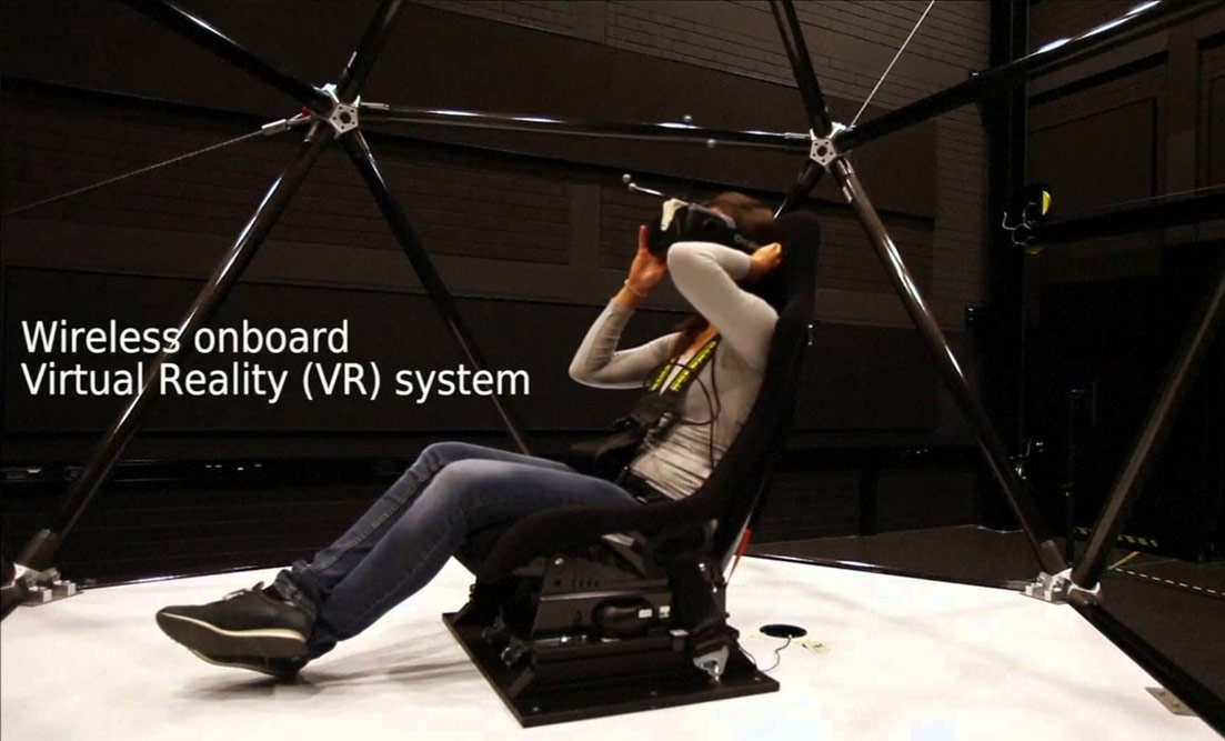 cable winch virtual reality motion simulator, greatest VR flight simulator rig of all time